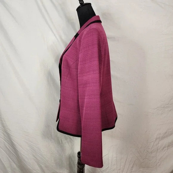 LE SUIT Size 18 Fuschia Pink Black Tailored Single Breasted Office Work Blazer - Picture 4 of 12